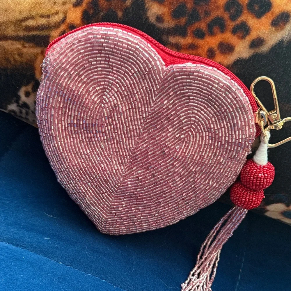 Source Unknown Heart-Shaped Beaded Wallet - Pink and Red - Picture 2 of 6